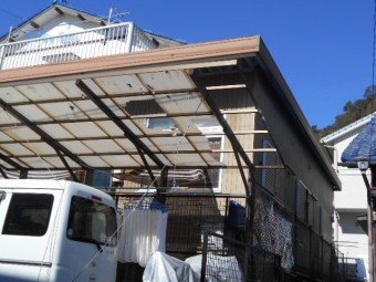 塩ビ波板屋根現場調査