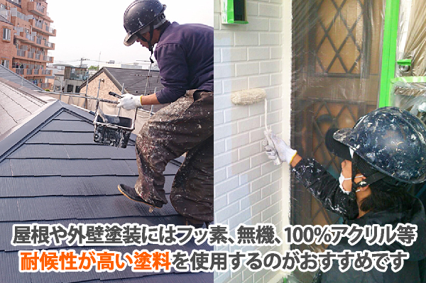 屋根や外壁塗装には耐候性が高い塗料
