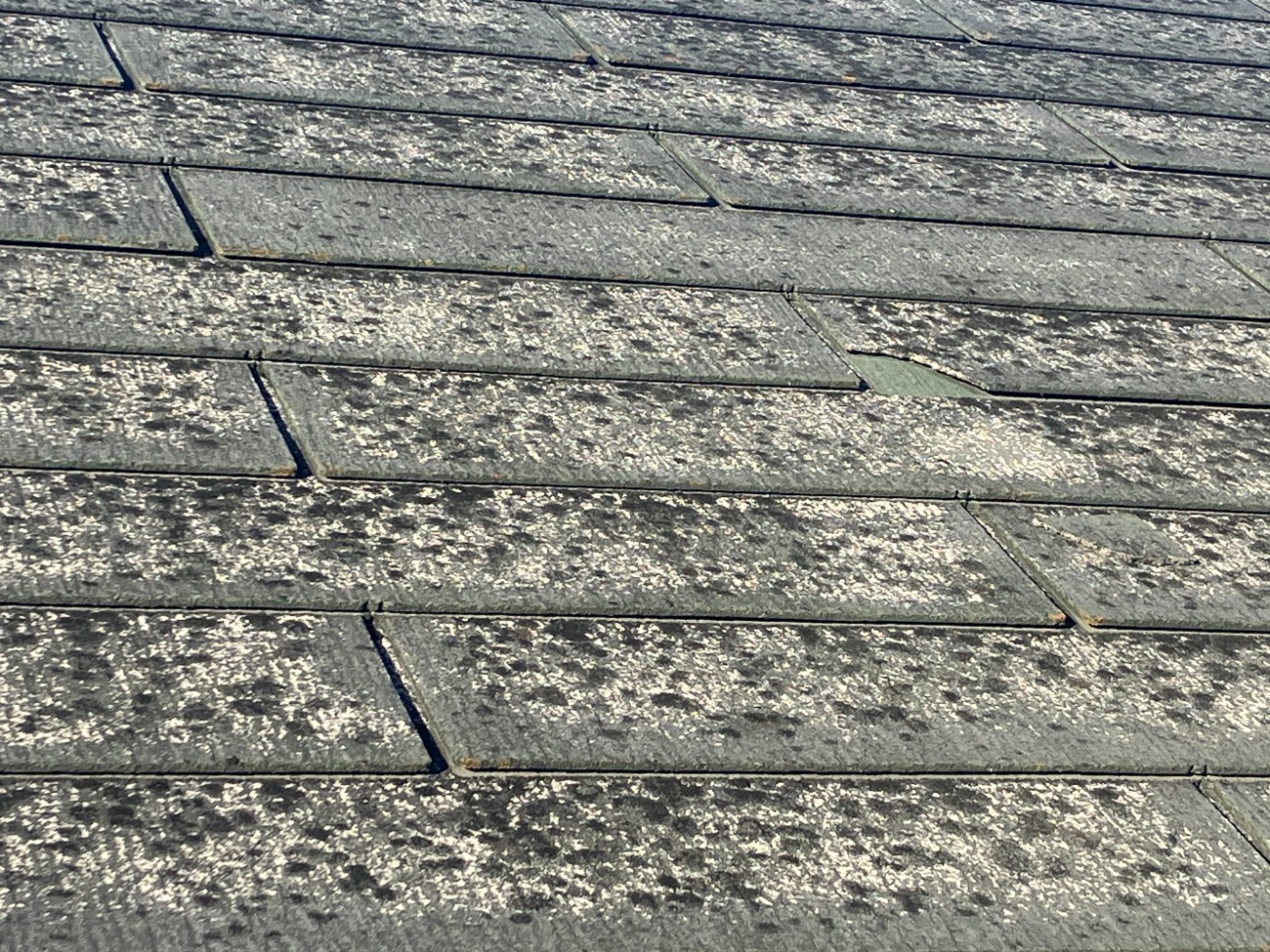 一部に浮きが見られるスレートの状態