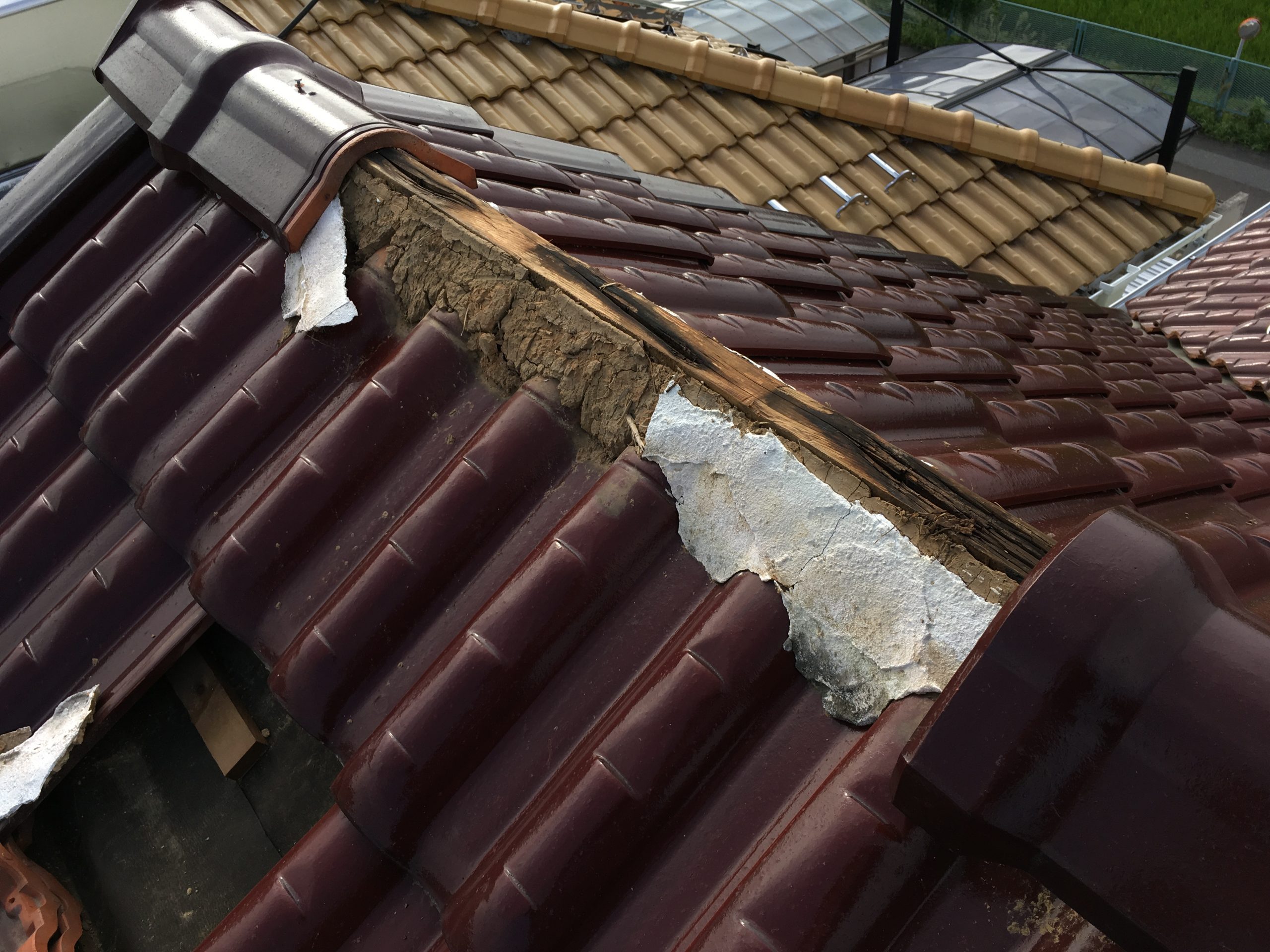 岐阜市突風被害　瓦割れ　応急処置