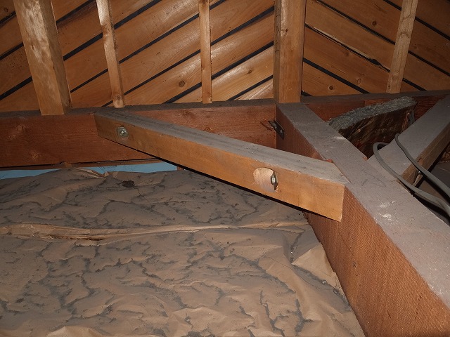 雨染みなどは見受けられない屋根裏