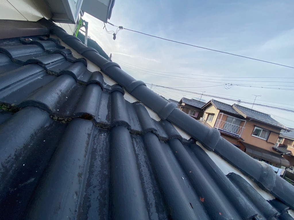 大垣市にて瓦屋根の現場調査に行くと漆喰が劣化して補修工事が必要な状態でした